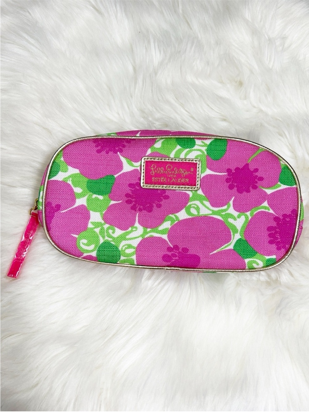 NEW Lilly Pulitzer Estée Lauder floral cosmetic bag floral pink preppy